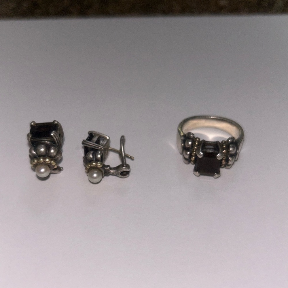 Lagos ring, size 7, and matching earrings. Immaculate condition.